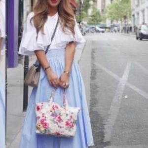 Zara pastel blue midi skirt